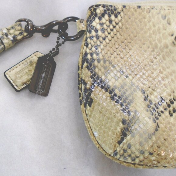 set COACH Embossed Python Leather Wristlet + Key Chain Coin Purse - Picture 3 of 7